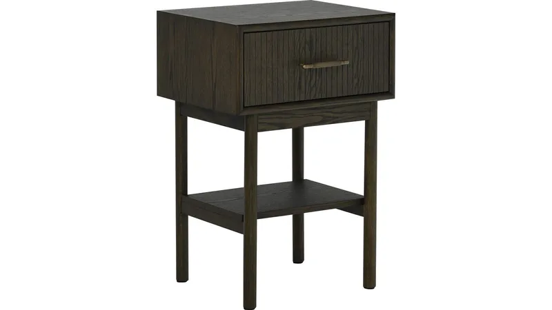 Sengebord NFG Lyon 1 skuffe Brunlackad ek 66 cm - Brunlakeret eg - Møbler - Borde - Aflastningsbord - Sengebord