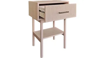 Sengebord NFG Lyon 1 skuffe Vitpigmenterad ek 66 cm - Hvidpigmenteret eg - Møbler - Borde - Aflastningsbord - Sengebord