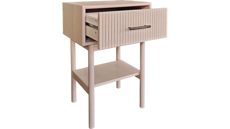 Sengebord NFG Lyon 1 skuffe Vitpigmenterad ek 66 cm - Hvidpigmenteret eg - Møbler - Borde - Aflastningsbord - Sengebord