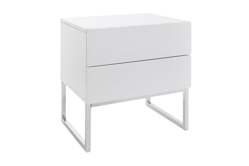 Nola Sengebord 50 cm Høje Ben med Opbevaring 2 Skuffer - Hvid - Møbler - Borde - Aflastningsbord - Sengebord
