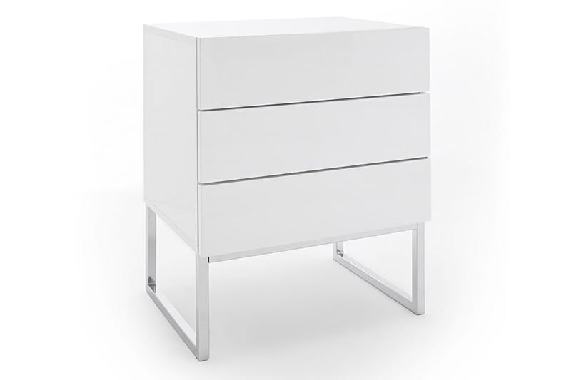 Nola Sengebord 50 cm Høje Ben med Opbevaring 3 Skuffer - Hvid - Møbler - Borde - Aflastningsbord - Sengebord