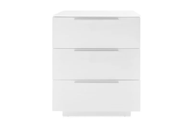Nola Sengebord 50 cm med Opbevaring 3 Skuffer, Hvid