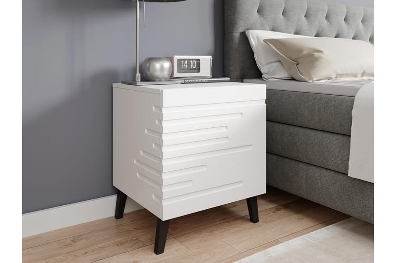 Novaj Sengebord 44 cm - Mat Hvid/Sort - Møbler - Borde - Aflastningsbord - Sengebord