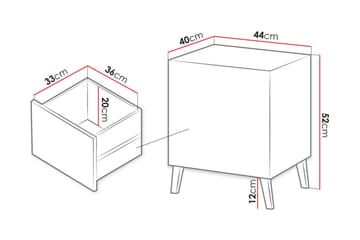 Novaj Sengebord 44 cm - Mat Sort - Møbler - Borde - Aflastningsbord - Sengebord