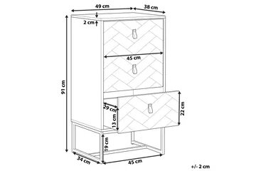 Nueva Kommode 49 cm - Lysebrun/Hvid - Møbler - Borde - Aflastningsbord - Sengebord