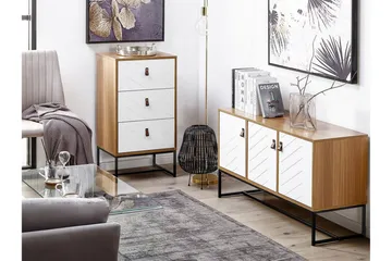 Nueva Kommode 49 cm - Lysebrun/Hvid - Møbler - Borde - Aflastningsbord - Sengebord