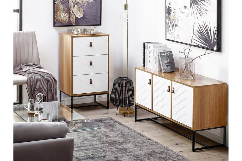 Nueva Kommode 49 cm - Lysebrun/Hvid - Møbler - Borde - Aflastningsbord - Sengebord