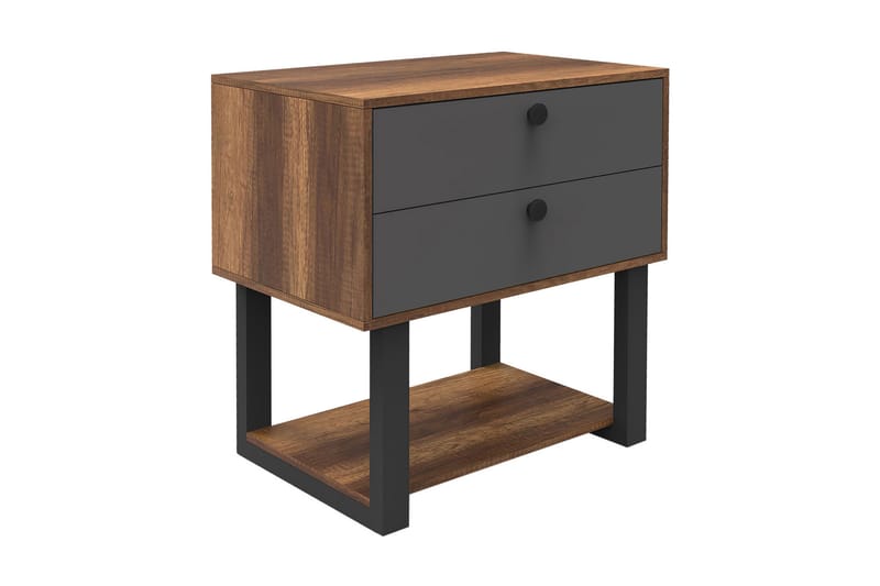 Numandro Sengebord 80 cm - Teak / antracit - Møbler - Borde - Aflastningsbord - Sengebord