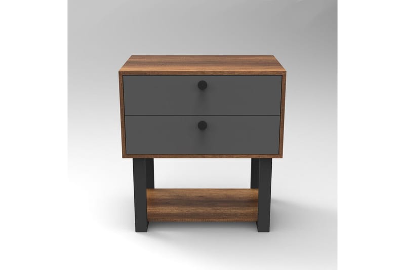 Numandro Sengebord 80 cm - Teak / antracit - Møbler - Borde - Aflastningsbord - Sengebord