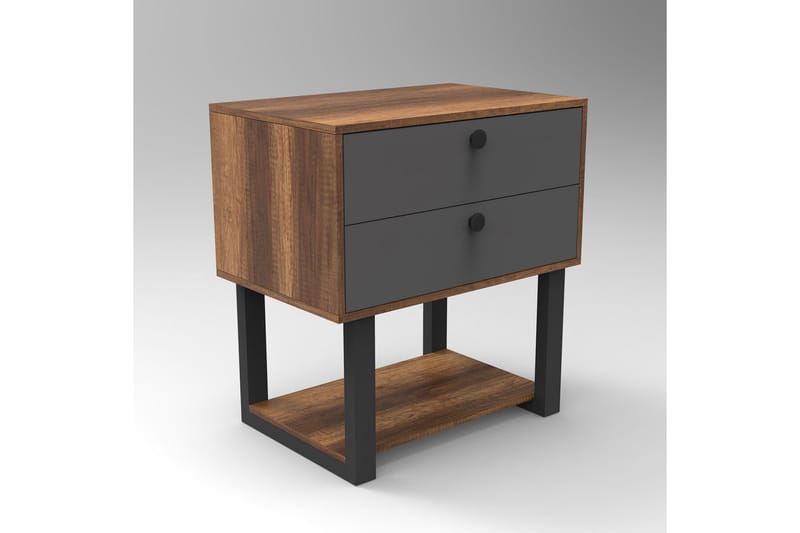 Numandro Sengebord 80 cm - Teak / antracit - Møbler - Borde - Aflastningsbord - Sengebord