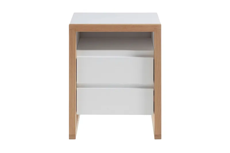 Nuzman Sengebord 48 cm, Hvid/Eg