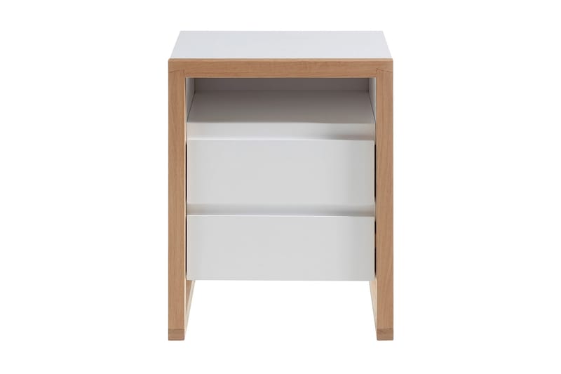 Nuzman Sengebord 48 cm, Hvid/Eg