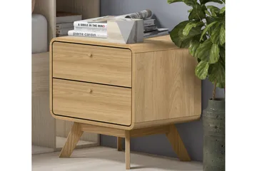 Olivet Sengebord 51 cm i Træ med Skuffer - Brun - Møbler - Borde - Aflastningsbord - Sengebord