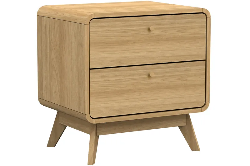 Olivet Sengebord 51 cm i Træ med Skuffer, Brun