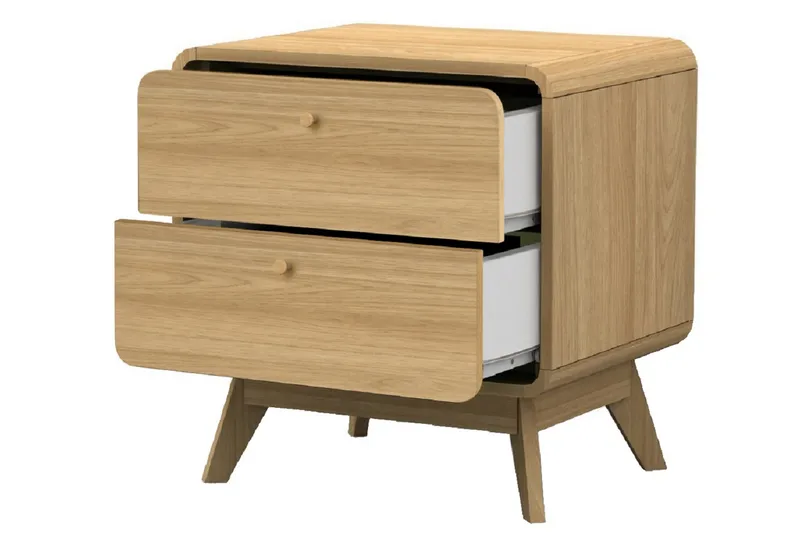 Olivet Sengebord 51 cm i Træ med Skuffer - Brun - Møbler - Borde - Aflastningsbord - Sengebord