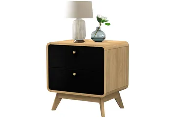 Olivet Sengebord 51 cm - Natur/Sort - Møbler - Borde - Aflastningsbord - Sengebord