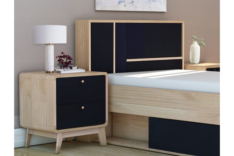 Olivet Sengebord 51 cm - Natur/Sort - Møbler - Borde - Aflastningsbord - Sengebord
