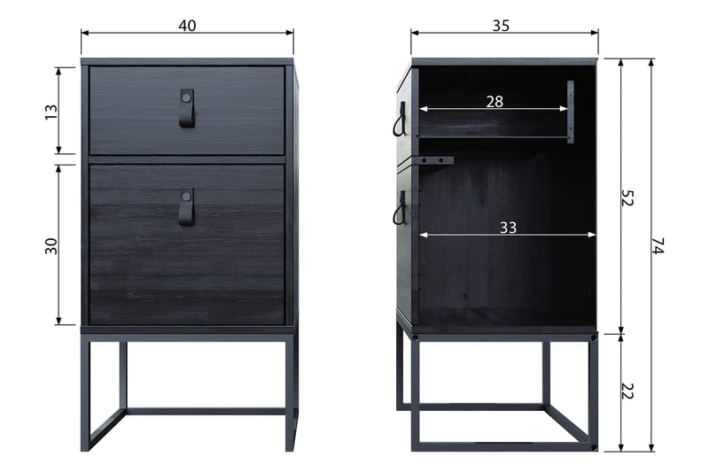 Ottoline Sengebord 40 cm - Sort - Møbler - Borde - Aflastningsbord - Sengebord