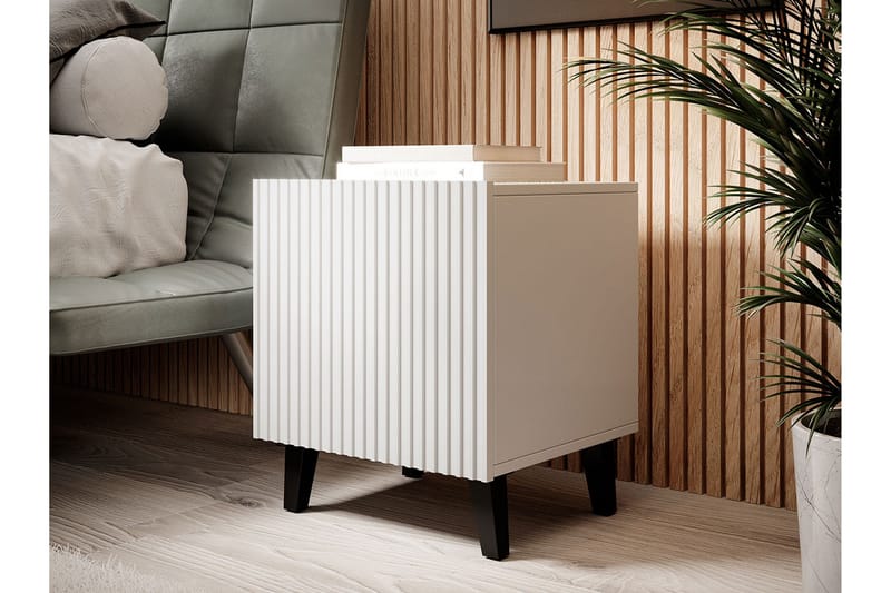 Pafos Sengebord Firkantet Hvid|Sort - Møbler - Borde - Aflastningsbord - Sengebord