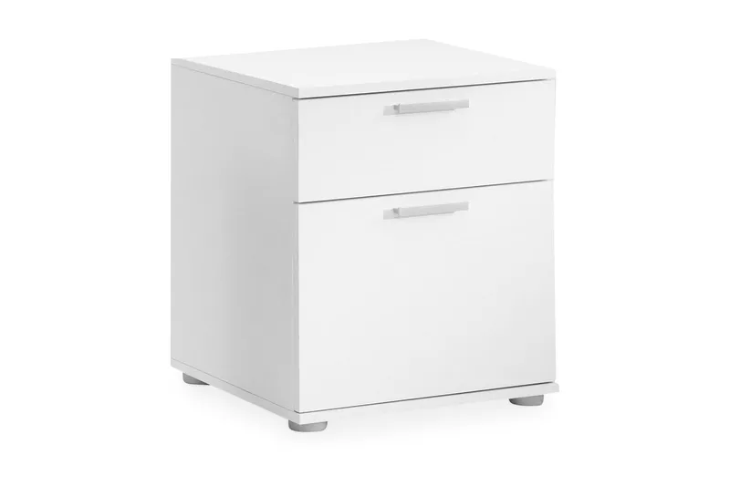 Polyxo Sengebord 45 cm med Opbevaring 2 Skuffer, Hvid/Lysegrå