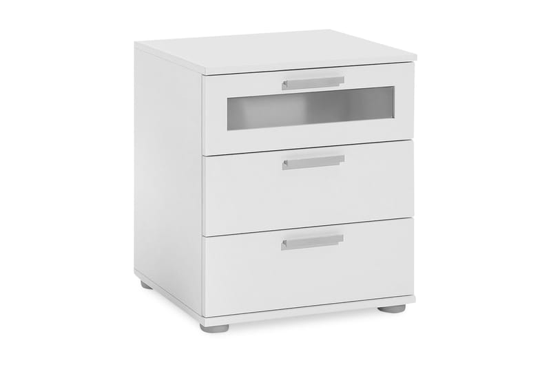 Polyxo Sengebord 45 cm med Opbevaring 3 Skuffer - Hvid/Lysegrå - Møbler - Borde - Aflastningsbord - Sengebord