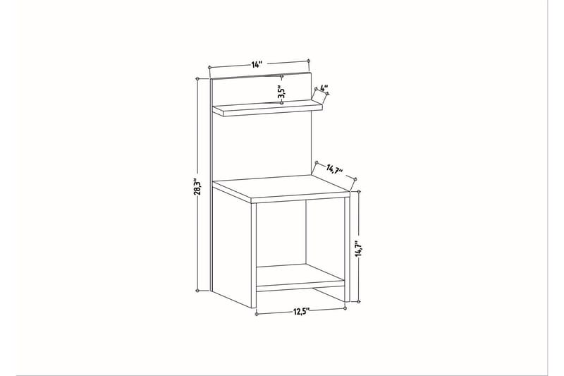 Rinorea Sengebord 35,6x72 cm - Hvid - Møbler - Borde - Aflastningsbord - Sengebord