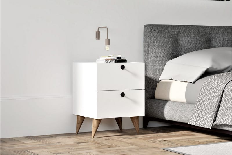 Rinorea Sengebord 40x55 cm - Hvid - Møbler - Borde - Aflastningsbord - Sengebord