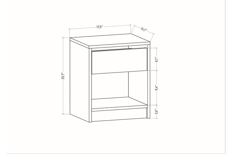 Rinorea Sengebord 44,6x52,8 cm - Antracit - Sengebord