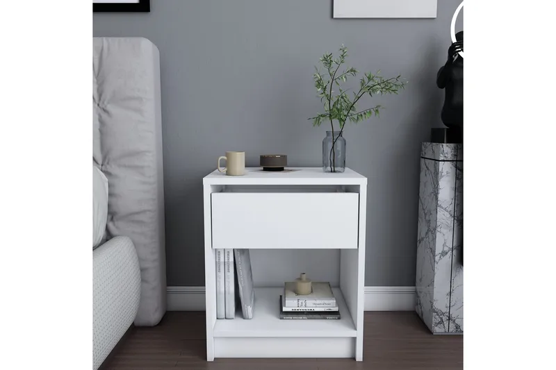 Rinorea Sengebord 44,6x52,8 cm - Hvid - Møbler - Borde - Aflastningsbord - Sengebord