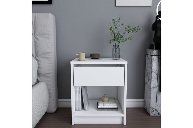 Rinorea Sengebord 44,6x52,8 cm - Hvid - Møbler - Borde - Aflastningsbord - Sengebord