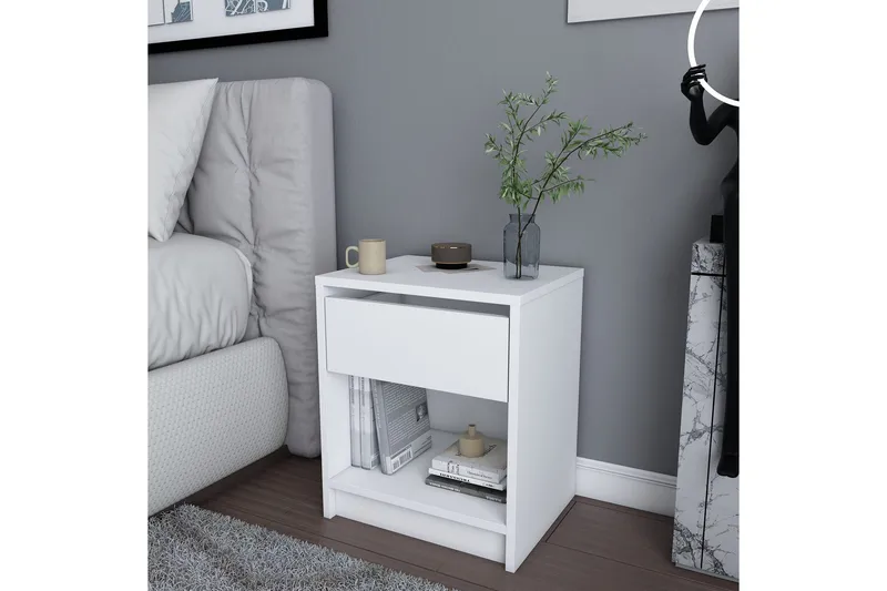 Rinorea Sengebord 44,6x52,8 cm - Hvid - Møbler - Borde - Aflastningsbord - Sengebord