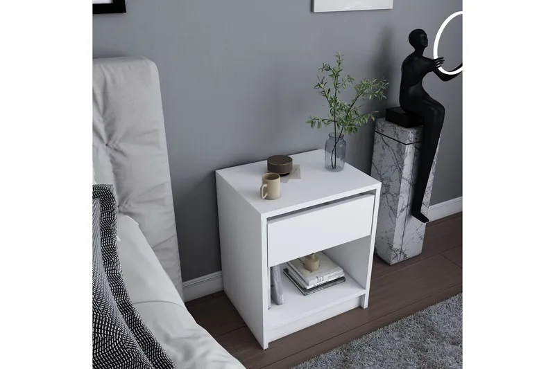 Rinorea Sengebord 44,6x52,8 cm - Hvid - Møbler - Borde - Aflastningsbord - Sengebord