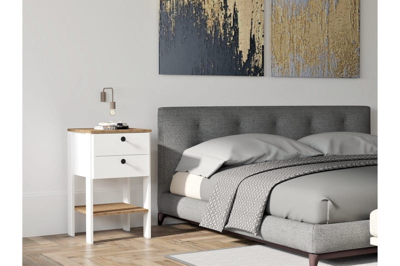 Rinorea Sengebord 44x75 cm - Hvid - Møbler - Borde - Aflastningsbord - Sengebord