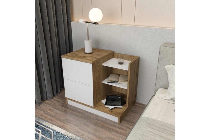 Rinorea Sengebord 72x60 cm - Hvid - Møbler - Borde - Aflastningsbord - Sengebord