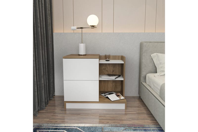 Rinorea Sengebord 72x60 cm - Hvid - Møbler - Borde - Aflastningsbord - Sengebord