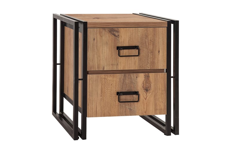 Sapphira Sengebord 52 cm med Opbevaring 2 Skuffer - Brun/Sort - Møbler - Borde - Aflastningsbord - Sengebord