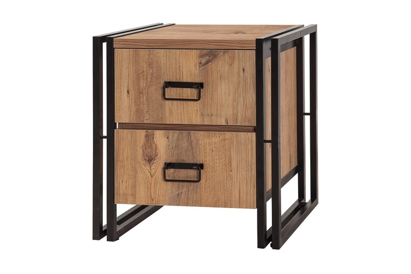 Sapphira Sengebord 52 cm med Opbevaring 2 Skuffer - Brun/Sort - Møbler - Borde - Aflastningsbord - Sengebord