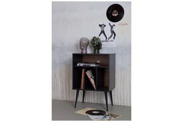 Seamas Sengebord 60 cm med Opbevaring Hylder - Valnød/Sort - Møbler - Borde - Aflastningsbord - Sengebord