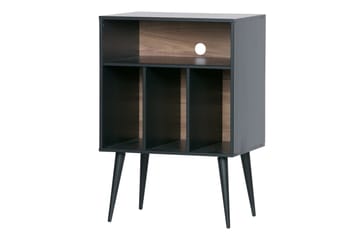 Seamas Sengebord 60 cm med Opbevaring Hylder - Valnød/Sort - Møbler - Borde - Aflastningsbord - Sengebord