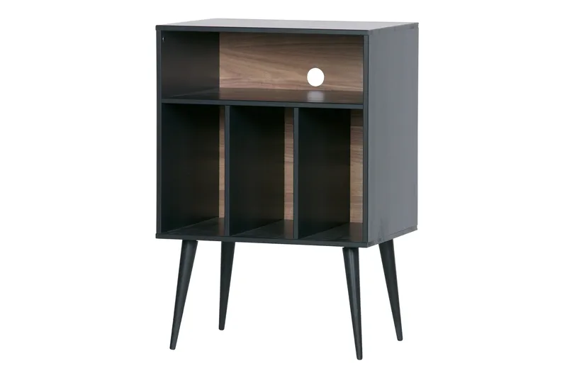 Seamas Sengebord 60 cm med Opbevaring Hylder - Valnød/Sort - Møbler - Borde - Aflastningsbord - Sengebord