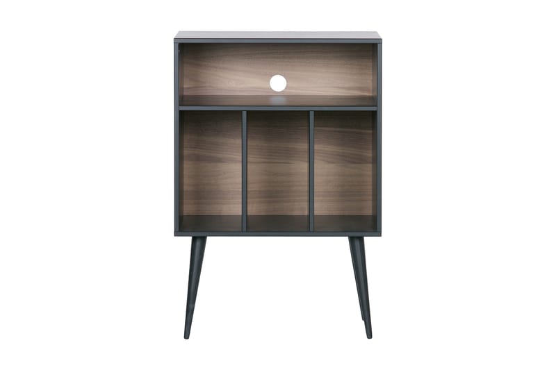Seamas Sengebord 60 cm med Opbevaring Hylder - Valnød/Sort - Møbler - Borde - Aflastningsbord - Sengebord
