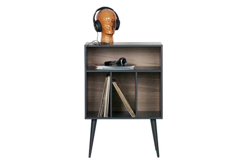Seamas Sengebord 60 cm med Opbevaring Hylder - Valnød/Sort - Møbler - Borde - Aflastningsbord - Sengebord