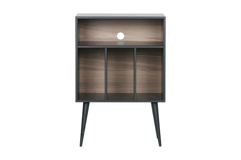 Seamas Sengebord 60 cm med Opbevaring Hylder, Valnød/Sort