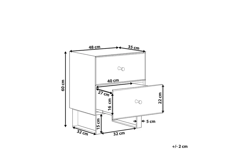 Sengebord 2 skuffer spejleffekt NESLE - Sølv - Møbler - Borde - Aflastningsbord - Sengebord
