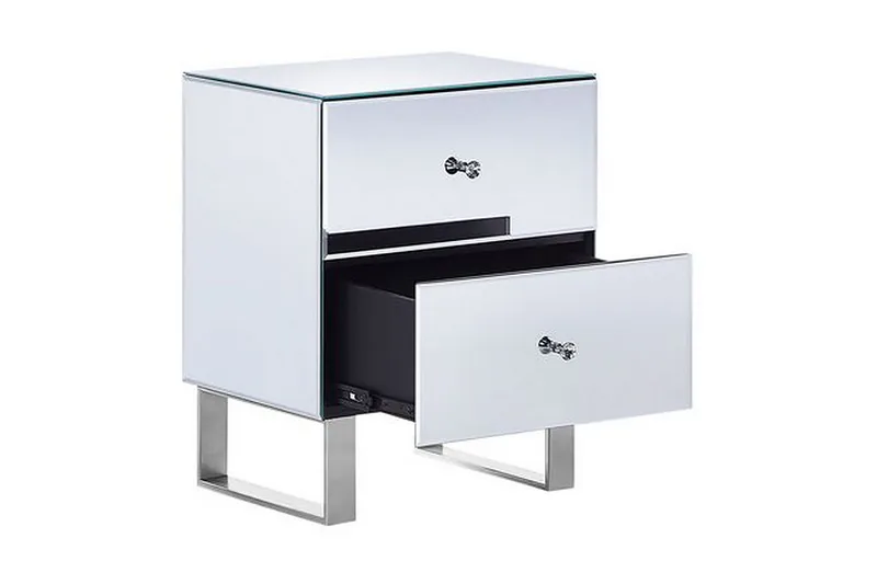 Sengebord 2 skuffer spejleffekt NESLE - Sølv - Møbler - Borde - Aflastningsbord - Sengebord