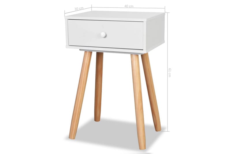 Sengebord 2 Stk. Massivt Fyretræ 40 X 30 X 61 Cm Hvid - Hvid - Møbler - Borde - Aflastningsbord - Sengebord