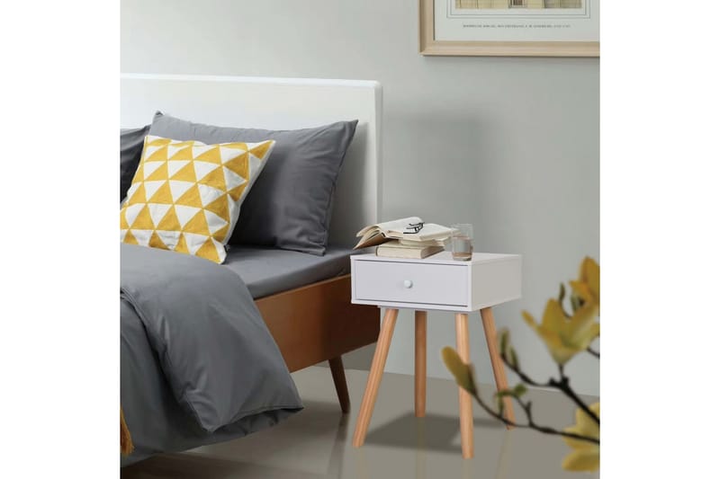 Sengebord 2 Stk. Massivt Fyretræ 40 X 30 X 61 Cm Hvid - Hvid - Møbler - Borde - Aflastningsbord - Sengebord