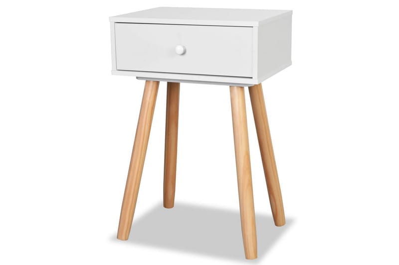 Sengebord 2 Stk. Massivt Fyretræ 40 X 30 X 61 Cm Hvid - Hvid - Møbler - Borde - Aflastningsbord - Sengebord