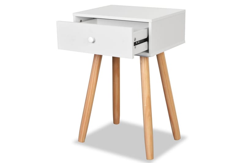 Sengebord 2 Stk. Massivt Fyretræ 40 X 30 X 61 Cm Hvid - Hvid - Møbler - Borde - Aflastningsbord - Sengebord