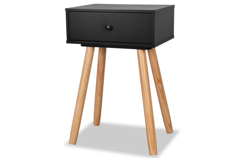 Sengebord 2 Stk. Massivt Fyrretræ 40 X 30 X 61 Cm Sort - Sort - Møbler - Borde - Aflastningsbord - Sengebord